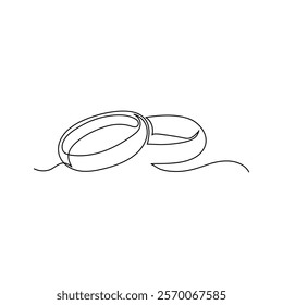 Wedding rings continuous line drawing One line art of love rings marriage union of hearts