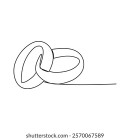 Wedding rings continuous line drawing One line art of love rings marriage union of hearts