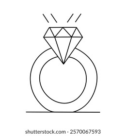 Wedding rings continuous line drawing One line art of love rings marriage union of hearts