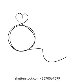 Wedding rings continuous line drawing One line art of love rings marriage union of hearts