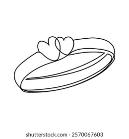 Wedding rings continuous line drawing One line art of love rings marriage union of hearts