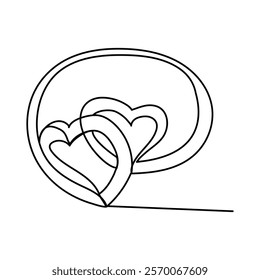 Wedding rings continuous line drawing One line art of love rings marriage union of hearts