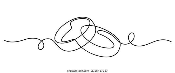 anel de casamento desenho de linha contínua elemento desenhado à mão divisor de arte decorativa