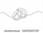 Wedding rings continuous one line drawing minimalist style outline illustration