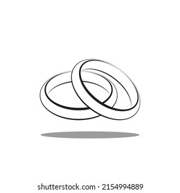 
Wedding rings contour black, vector illustration on an isolated white background.
