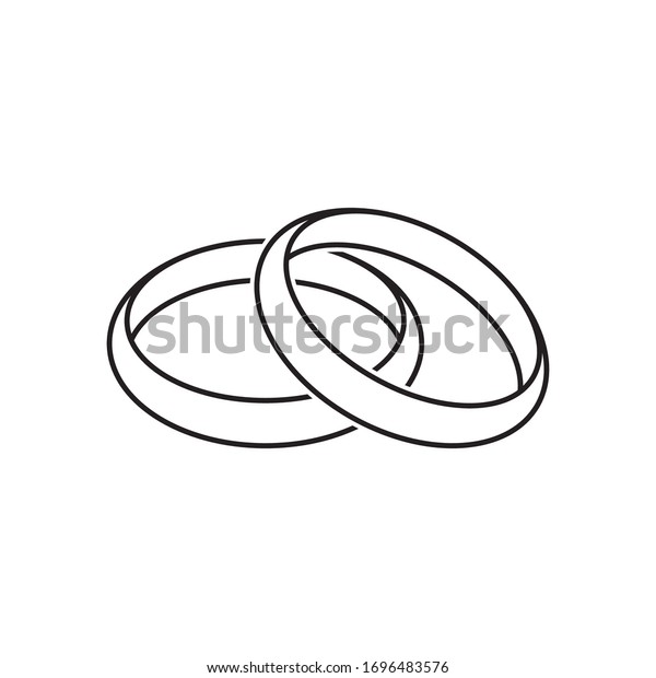 Wedding Rings Contour Black Vector Illustration Stock Vector (Royalty ...