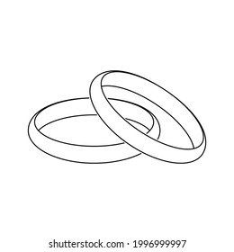 Обручальные кольца контур. Wedding rings contour. Vector drawing.