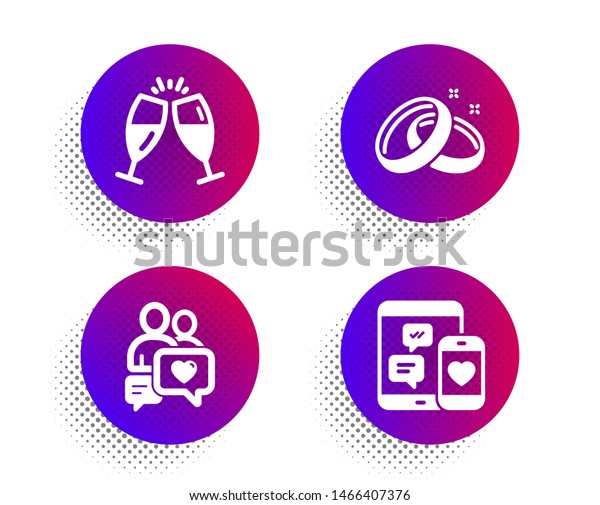 Wedding Rings Dating Chat Champagne Glasses Stock Vector Royalty Free