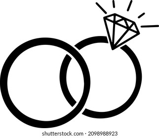 Wedding rings decoration Wedding rings vector icon Diamond decoration Couple love vector 