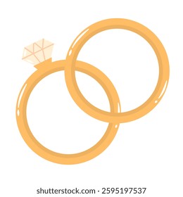 Wedding Rings with Diamond Illustration, Engangement Rings, Couple Rings