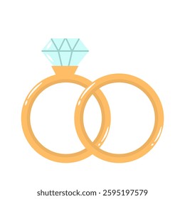 Wedding Rings with Diamond Illustration, Engangement Rings, Couple Rings