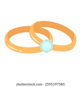Wedding Rings with Diamond Illustration, Engangement Rings, Couple Rings