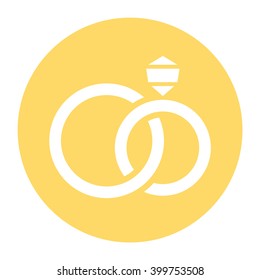 Wedding rings with diamond. Vector icon. Color illustration.
