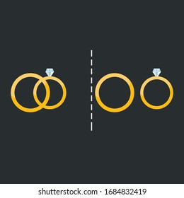 Anillos de unión con ilustración del vector de diamante, aislados en segundo plano