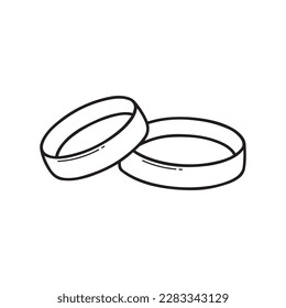 El doodle de los anillos de boda. Ilustración vectorial dibujada a mano aislada en fondo blanco