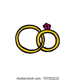 wedding rings doodle icon