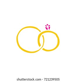 wedding rings doodle icon