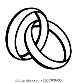 Icono del doodle de los anillos de boda es fácil de usar y descargar 
