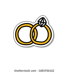 wedding rings doodle icon, vector illustration