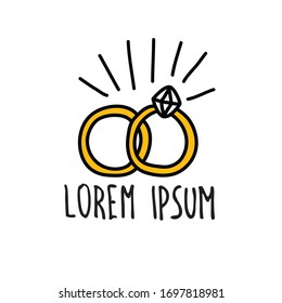 wedding rings doodle icon, vector illustration