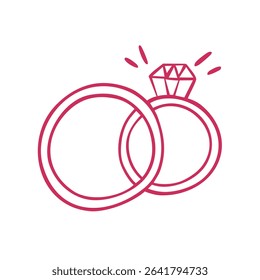 Wedding Rings in doodle style isolated on a white. Perfect for design of invitations, posters, logo of wedding organizer