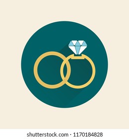 Wedding rings. Flat design. Vector illustration