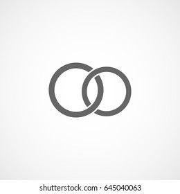 Wedding Rings Flat Icon On White Background