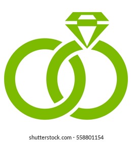 Wedding Rings With Gem vector icon. Flat eco green symbol. Pictogram is isolated on a white background. Designed for web and software interfaces.
