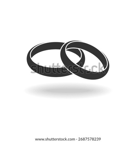 Wedding rings graphic icon. Two rings sign. Symbol  isolated on white background. Vector illustration