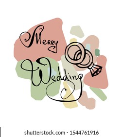 Wedding rings. A hand drawn doodle illustration. Vector 10 EPS. 