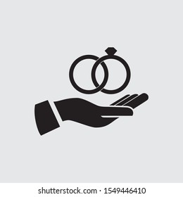 Wedding Rings In Hand, Vector icon