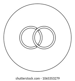 Wedding rings icon black color in circle vector illustration isolated