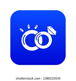 Wedding rings icon blue vector isolated on white background