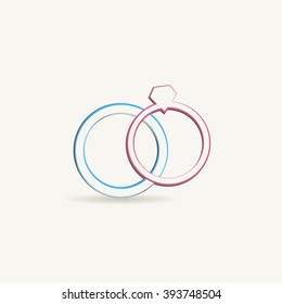 Wedding rings icon concept design illustration art