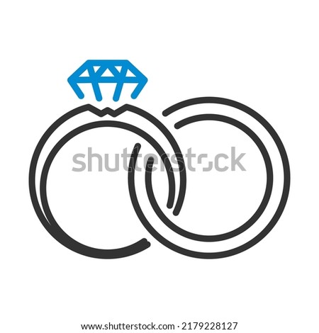 Wedding Rings Icon. Editable Bold Outline With Color Fill Design. Vector Illustration.