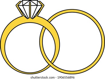 Icono De Anillos De Boda. Esquema Editable Con Diseño De Relleno De Color. Ilustración vectorial.