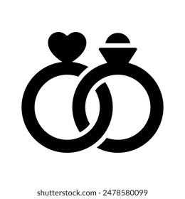 Wedding rings icon, engagement rings vector design