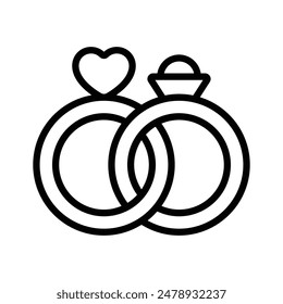 Wedding rings icon, engagement rings vector design