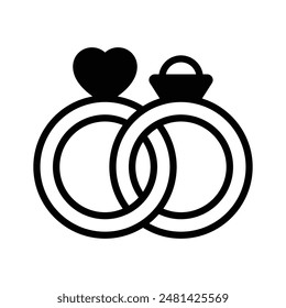 Wedding rings icon, engagement rings vector design