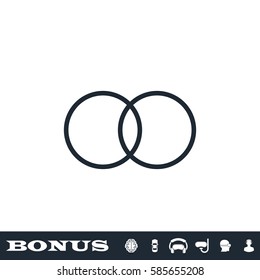 Wedding rings icon flat. Black pictogram on white background. Vector illustration symbol and bonus button