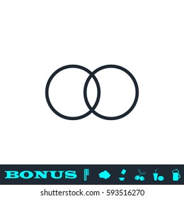 Wedding rings icon flat. Black pictogram on white background. Vector illustration symbol and bonus button