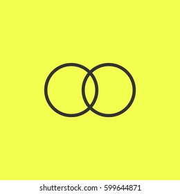 Wedding rings icon flat. Black pictogram on white background. Vector illustration symbol and bonus button