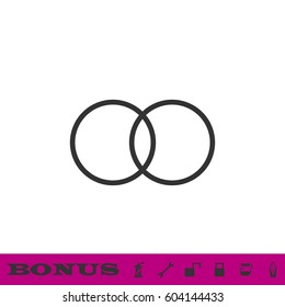 Wedding rings icon flat. Black pictogram on white background. Vector illustration symbol and bonus button