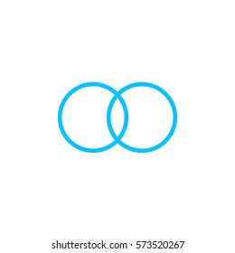 Wedding rings icon flat. Blue pictogram on white background. Vector illustration symbol