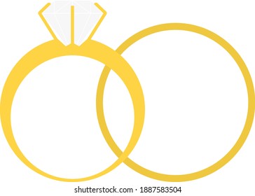 Wedding Rings Icon. Flat Color Design. Vector Illustration.