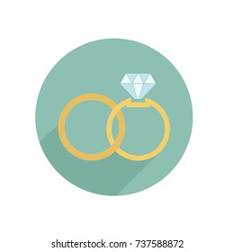 Wedding rings icon. Flat design. Vector illustration