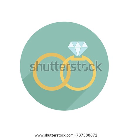 Wedding rings icon. Flat design. Vector illustration