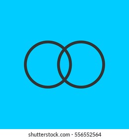 Wedding rings icon flat. Simple vector black pictogram on blue background