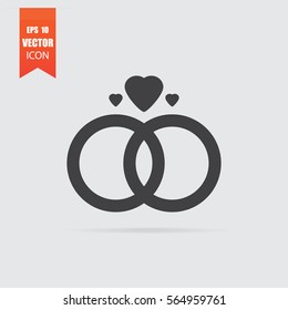 Wedding rings icon in flat style isolated on grey background. For your design, logo. Vector illustration.