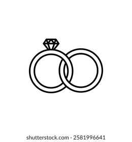 Wedding rings Icon Flat vector set outline